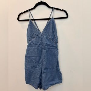 Cute Backless Denim Romper